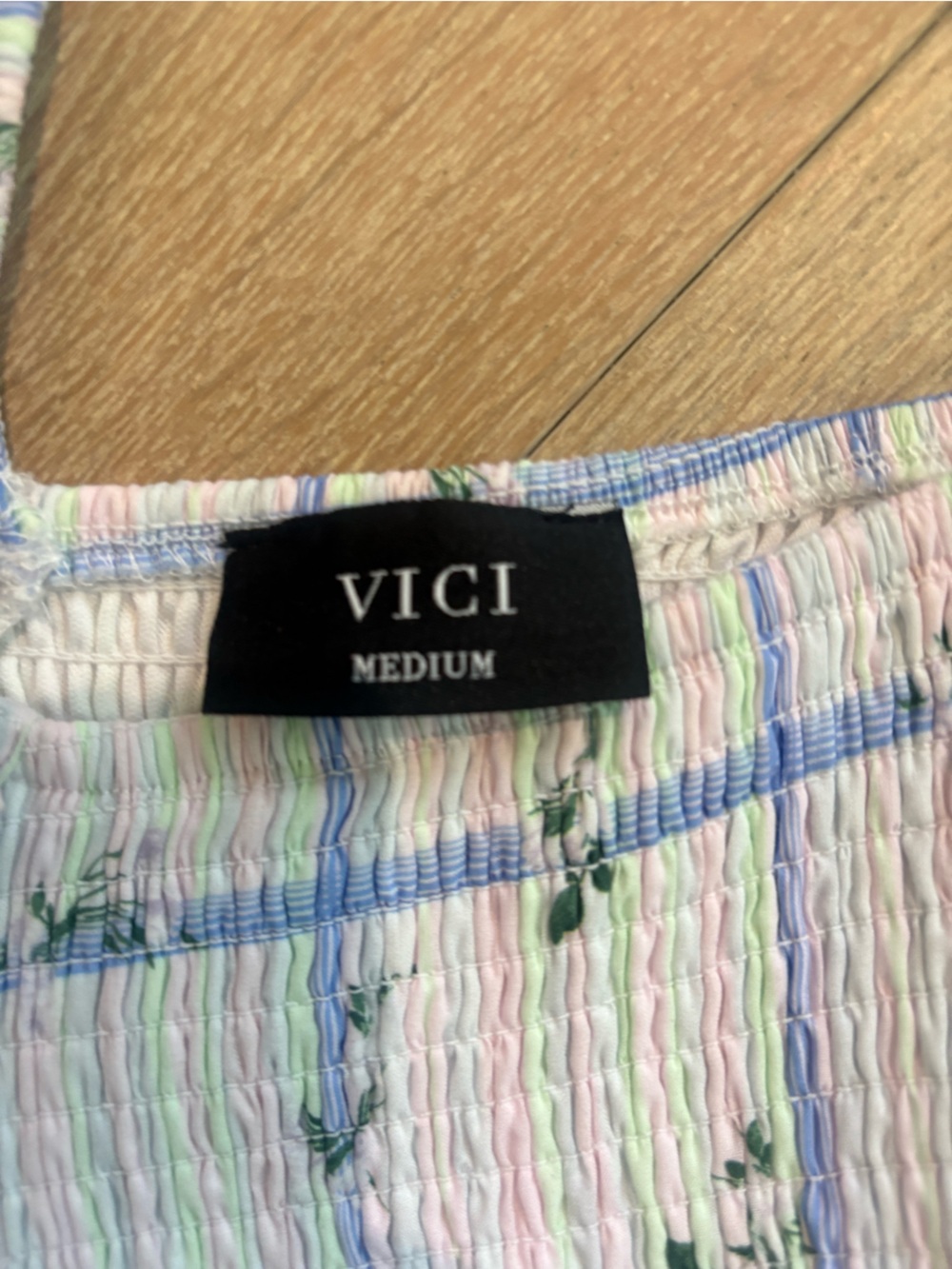 VICI Pastel Plaid Floral Smocked Dress - Picture 2 of 2